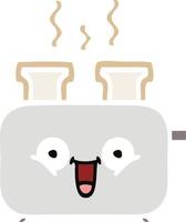 flat color retro cartoon of a toaster vector