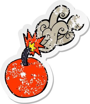 retro distressed sticker of a cartoon burning bomb