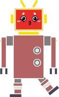 flat color retro cartoon robot vector