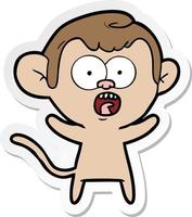 sticker of a cartoon shocked monkey vector