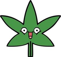 linda hoja de marihuana de dibujos animados vector