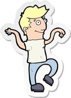 sticker of a cartoon happy man doing funny dance vector