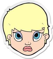 sticker of a cartoon sulking woman vector