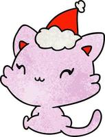 caricatura con textura navideña de gato kawaii vector