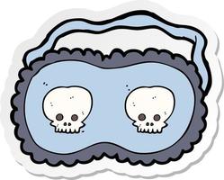 sticker of a cartoon skull sleeping mask vector