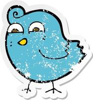 retro distressed sticker of a cartoon funny bird vector