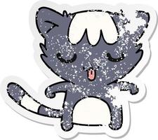 distressed sticker cartoon of a kawaii cute racoon vector