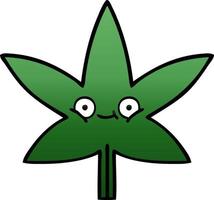 hoja de marihuana de dibujos animados sombreada degradada vector