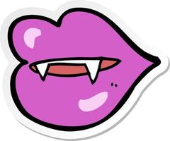 sticker of a cartoon vampire fangs vector