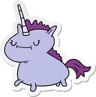 sticker cartoon doodle of a magical unicorn vector