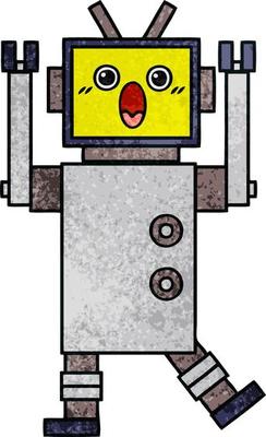 retro grunge texture cartoon robot