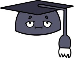 lindo sombrero de graduación de dibujos animados vector