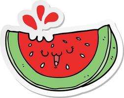 sticker of a cartoon watermelon vector