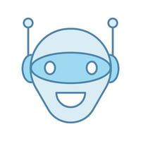 Chatbot color icon. Talkbot. Modern robot. Android laughing chat bot. Virtual assistant. Conversational agent. Isolated vector illustration