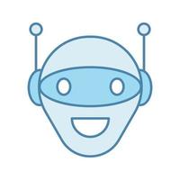 Chatbot color icon. Talkbot. Modern robot. Android laughing chat bot. Virtual assistant. Conversational agent. Isolated vector illustration