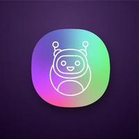 Chatbot app icon. UI UX user interface. Modern robot. Talkbot. Online helper. Virtual assistant. Digital service support. Web or mobile application. Vector isolated illustration