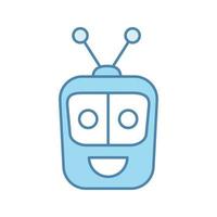 Chatbot color icon. Talkbot. Modern robot. Square head laughing chat bot. Virtual assistant. Conversational agent. Isolated vector illustration