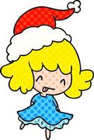 christmas cartoon of kawaii girl vector