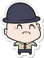 sticker of a cartoon old businessman vector