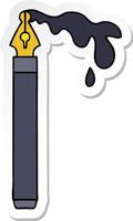 sticker of a quirky hand drawn cartoon ink pen vector