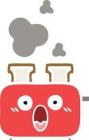 flat color retro cartoon of a toaster vector