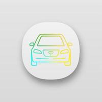 Smart car app icon. NFC auto. Intelligent vehicle. Self driving automobile. UI UX user interface. Autonomous car. Driverless vehicle. Web or mobile application. Vector isolated illustration