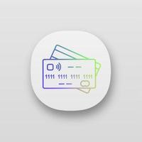 icono de la aplicación de tarjeta de crédito nfc. pago sin efectivo. pago electrónico. interfaz de usuario ui ux. aplicación web o móvil. ilustración vectorial aislada vector