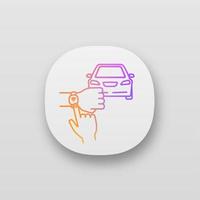 NFC car app icon. NFC bracelet auto key. UI UX user interface. Smart automobile. Near field communication auto control. Web or mobile application. Vector isolated illustration