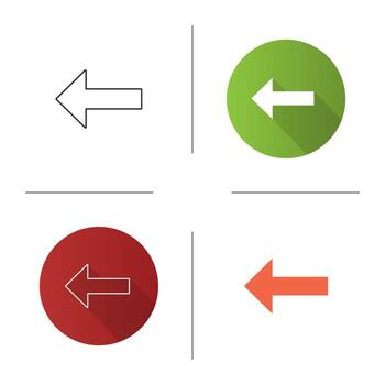 icono del botón de retroceso del teclado. atrás, anterior. flecha izquierda. movimiento. Diseño plano, estilos lineales y de color. ilustraciones de vectores aislados