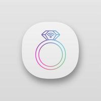 NFC ring app icon. Near field communication. RFID transponder. UI UX user interface. Web or mobile application. Smart ring. Contactless technology. Vector isolated illustration