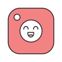 Social media color icon. Happy chatting. Thin line illustration. Digital application with smile. Photo camera. Emoji, emoticon. Isolated vector illustration