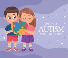 world autism day postcard vector