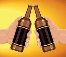 hands toasting with beers vector