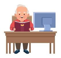 old man reading book vector