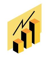 isometric statistics bars and arrow vector