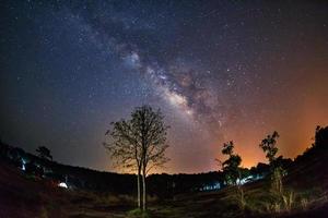 milky way galaxy, Long exposure photograph,with grain photo