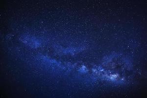 Milky Way galaxy, Long exposure photograph, with grain. photo