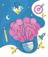 brain with icons vector