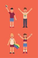 four lgbtiq community persons vector