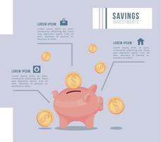 money infographic with piggy vector