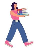 woman holding books vector