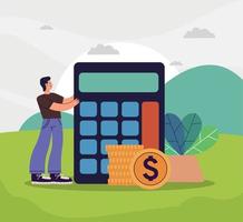 man with calculator and money vector