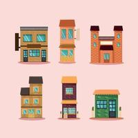 six city buildings places vector