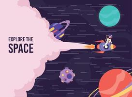 explore the space postcard vector