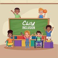 cartel de inclusión infantil vector