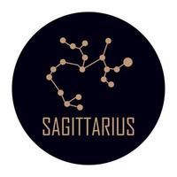 sagittarius costellation golden stars vector