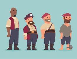 cuatro personajes piratas