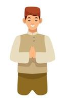 muslim man praying vector