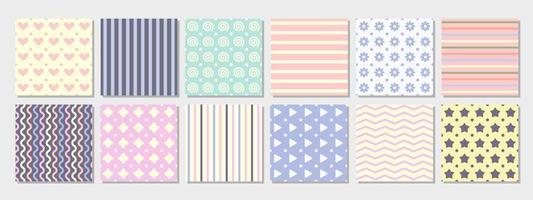 abstract seamless patterns in combination of pink, blue, pale yellow and white pastel color. Suitable for scrapbook, product design, wrapping, packaging, background, invitation, and creative project vector