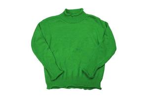 Fashion green sweaters clothing for winter season isolated on white background photo